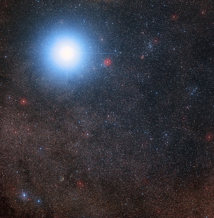 Obloha v okolí hvězd Alfa a Proxima Centauri