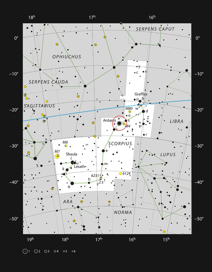 Antares, la brillante stella rossa della costellazione dello Scorpione