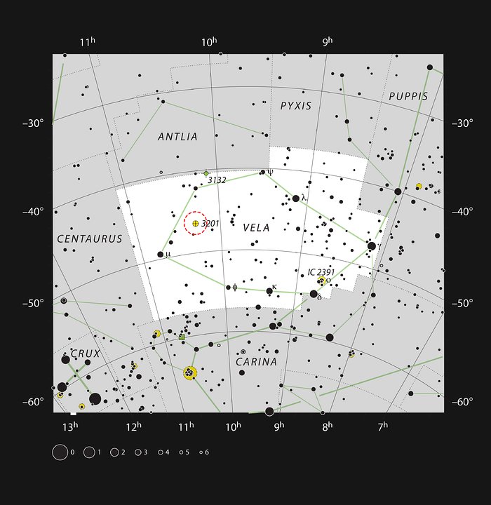 Der Kugelsternhaufen NGC 3201 im Sternbild Vela (das Segel des Schiffs Argo)