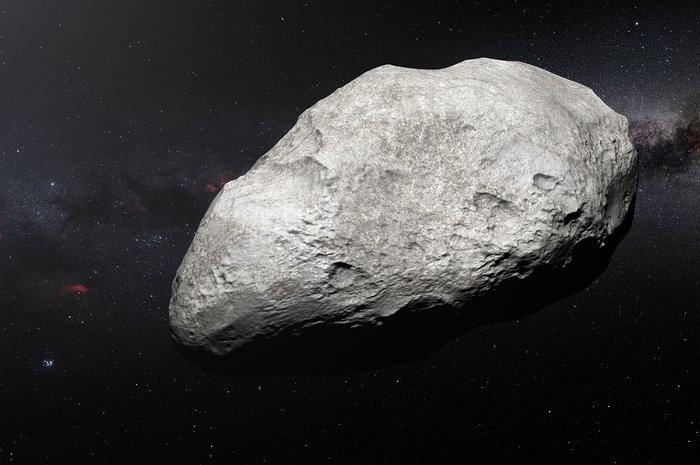 Vue d’artiste de l’astéroïde exilé 2004 EW95