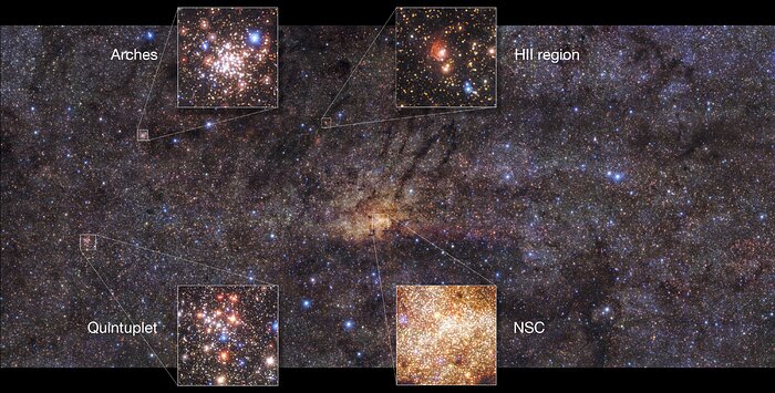 Detalles de la imagen de la región central de la Vía Láctea obtenida por HAWK-I