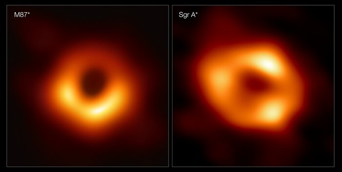 As primeiras duas imagens de buracos negros lado a lado