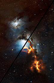 Prosévání prachu v pásu Oriona - zoom