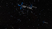 Flygning genom stjärnhopen Messier 67 (med etiketter)