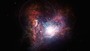 Artist’s impression van de stofvorming door supernova’s in A2744_YD4