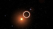 Künstlerische Darstellung eines Sterns, der nahe an einem supermassereichen Schwarzen Loch vorbeizieht