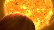 Solens udvikling til en rød kæmpestjerne vist i animation.