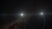 Vue d’artiste du système triple composé du trou  noir le plus proche de la Terre détecté à ce jour