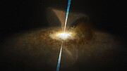Animação artística do núcleo ativo da galáxia Messier 77