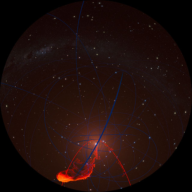 Simulation of gas cloud approaching the black hole at the centre of the Milky Way (fulldome)
