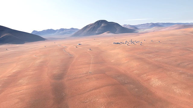 Flying over the Chajnantor plateau (artist's impression)
