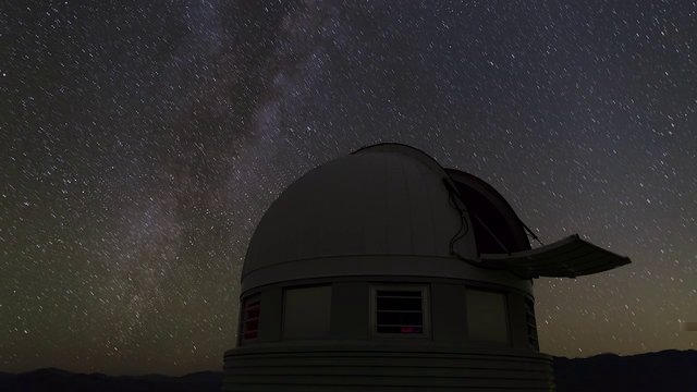 Starry sky over the Swiss 1.2-metre Leonhard Euler Telescope (time-lapse)