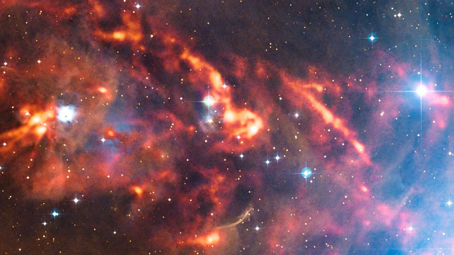 En närmare titt på APEX bild av delar av Orionnebulosan