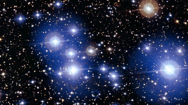 Primo piano del luminoso ammasso stellare Messier 47
