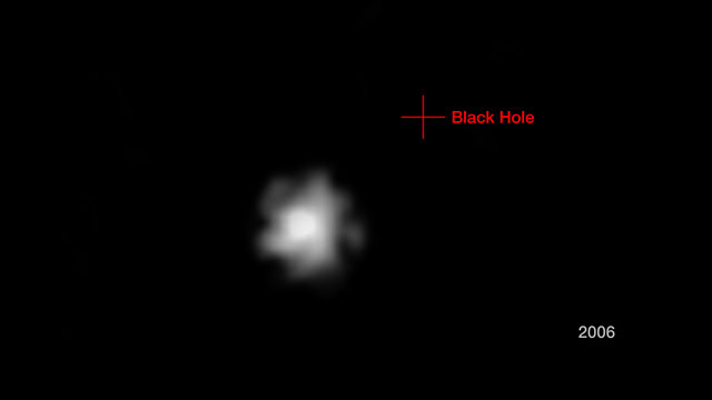Die Staubwolke G2 zieht am Schwarzen Loch im Zentrum der Milchstraße vorbei