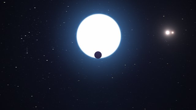 Planeten i trippelstjärnan HD 131399 som den skulle kunna se ut