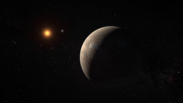 Planeten som går i bana omkring Proxima Centauri som den skulle kunna se ut