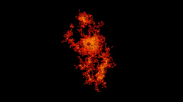 Animação 3D de um halo de quasar