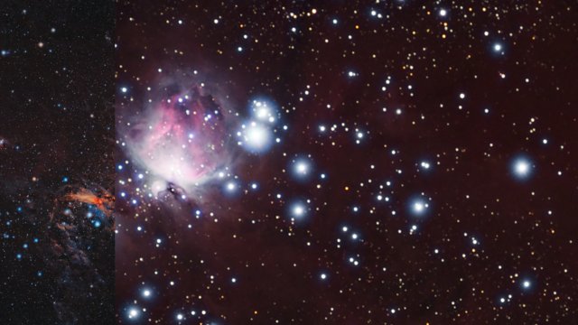 Comparaison de vues Visible/Infrarouge du nuage moléculaire d’Orion