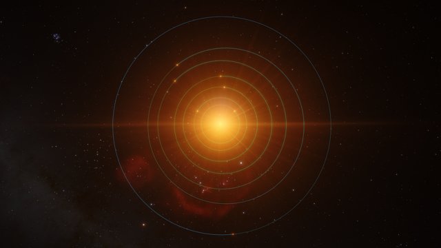Animation av planeterna i bana omkring TRAPPIST-1
