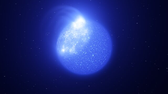 Animation représentant une étoile marquée par une tache magnétique géante