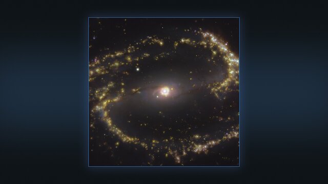 Meerdere beelden van het sterrenstelsel NGC 1300, zoals waargenomen met VLT en ALMA