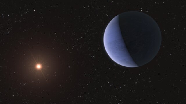 Konstnärlig gestaltning av exoplaneten L98-59d