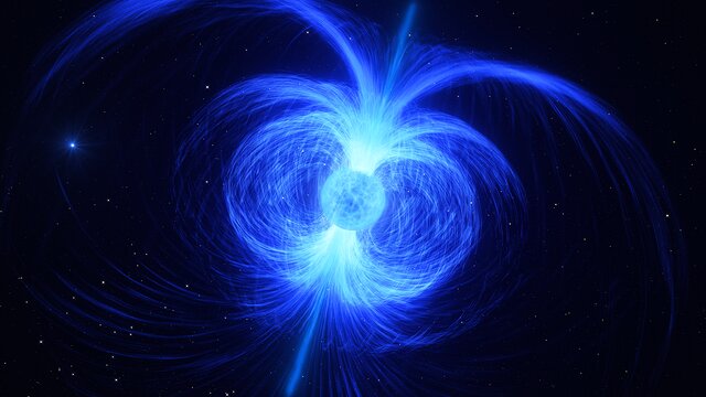 Animation artistique de HD 45166, l'étoile massive la plus magnétique jamais découverte