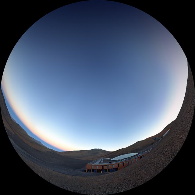 Sunset over the Paranal Residencia (fulldome)